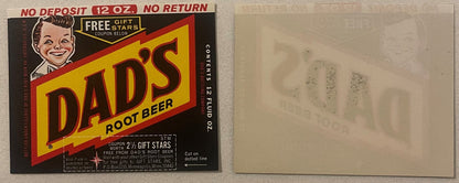 Vintage 1960s Dads Root Beer Label Chicago IL First to Use a 6 Pack NOS Never Used Soda Label Mid Century 🥤