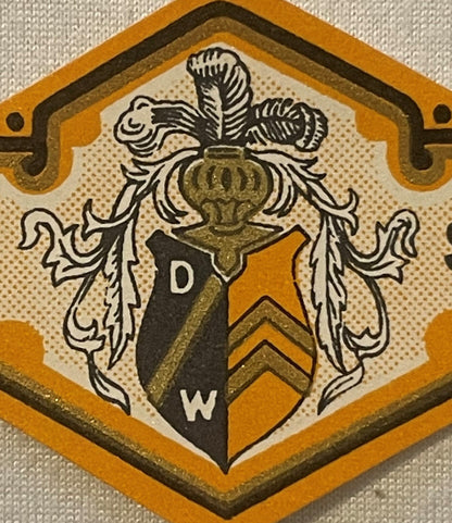 Antique Liqueur St. Benoit 1920s - 1930s Bottle Neck Label 🏅 Orange Heraldic Crest DW Shield Ephemera
