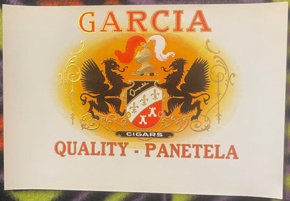 Antique Vintage 1900s - 1920s Garcia Gold Embossed Cigar Label 🚬 Stunning Americana!
