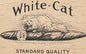 Antique 1900s–1920s “White‑Cat” Wood‑Grain Cigar Box Label 😺 NOS