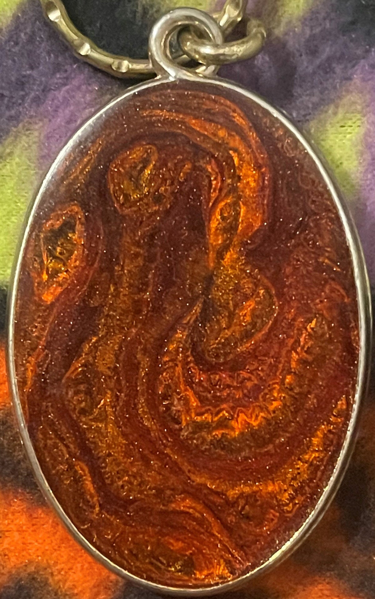 Vintage 1960s Handmade Keychain: Swirled Resin Pendant Ornament ✨