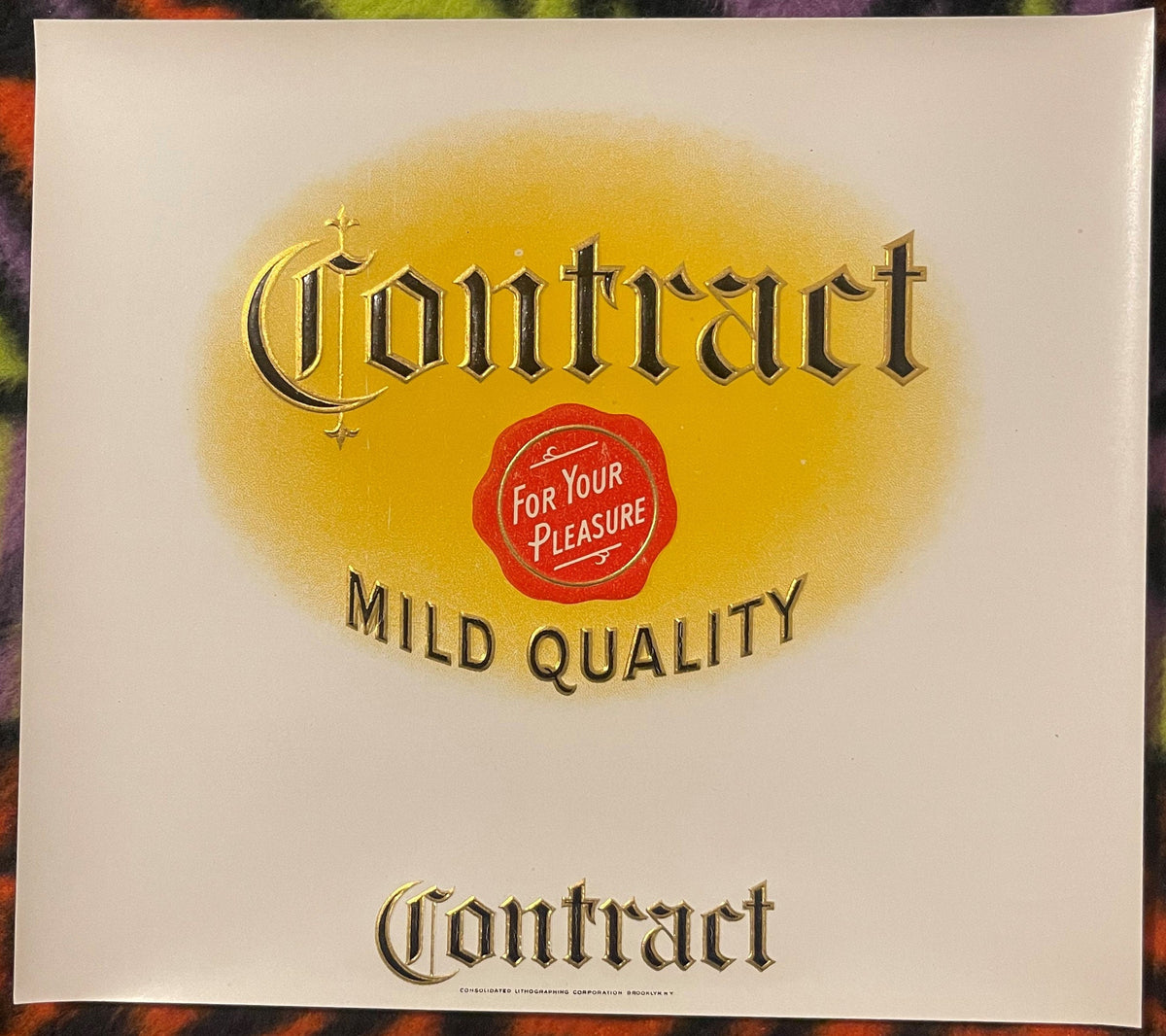 Antique Contract Cigar Label ~ Gold Embossed Wax Seal Design, 1900s-1920s
