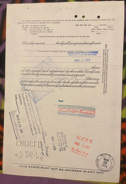 Vintage 1970s Unimed Inc Stock Certificate 💊 Madison NJ, 100 Shares, Unique Americana