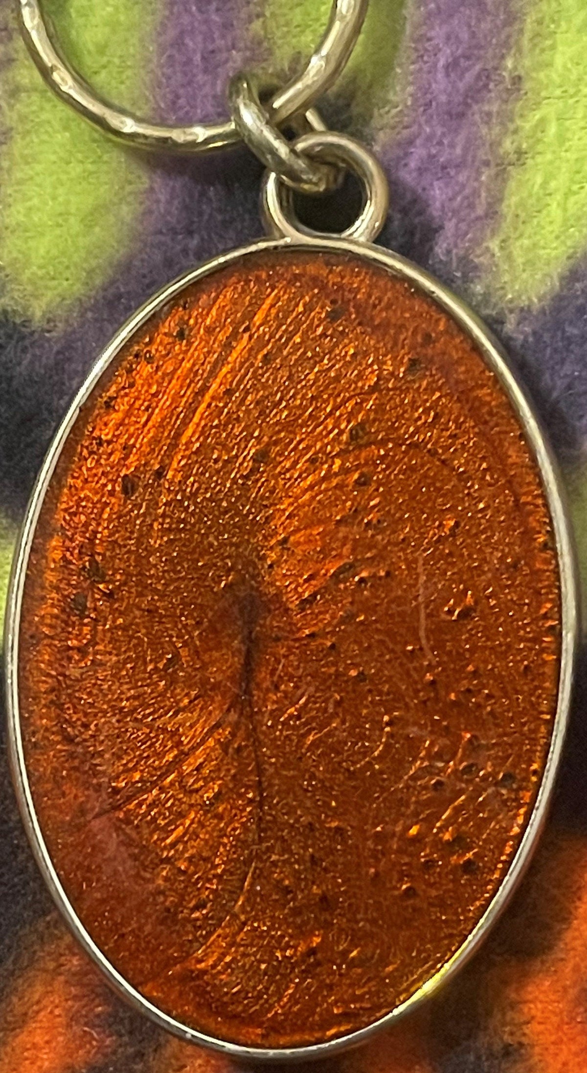 Vintage 1960s Handmade Keychain: Swirled Resin Pendant Ornament ✨