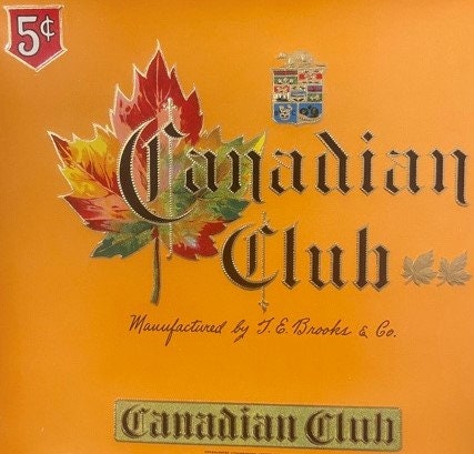 Antique 1900s - 1920s Canadian Club Embossed Cigar Label 🚬 Maple Leaf, Brooks & Co's, Red Lion, PA