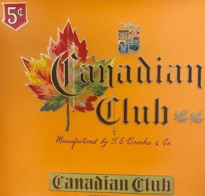 Antique 1900s - 1920s Canadian Club Embossed Cigar Label 🚬 Maple Leaf, Brooks & Co's, Red Lion, PA