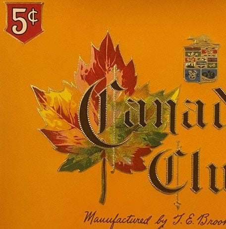 Antique 1900s - 1920s Canadian Club Embossed Cigar Label 🚬 Maple Leaf, Brooks & Co's, Red Lion, PA