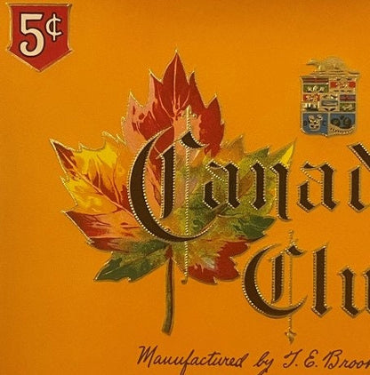 Antique 1900s - 1920s Canadian Club Embossed Cigar Label 🚬 Maple Leaf, Brooks & Co's, Red Lion, PA
