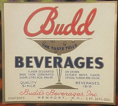 Complete Set of 8 Antique 1920s Budd Beverages Soda Bottle Labels, Newport Bottling Works New Hampshire, Unused NOS Advertising 🥤