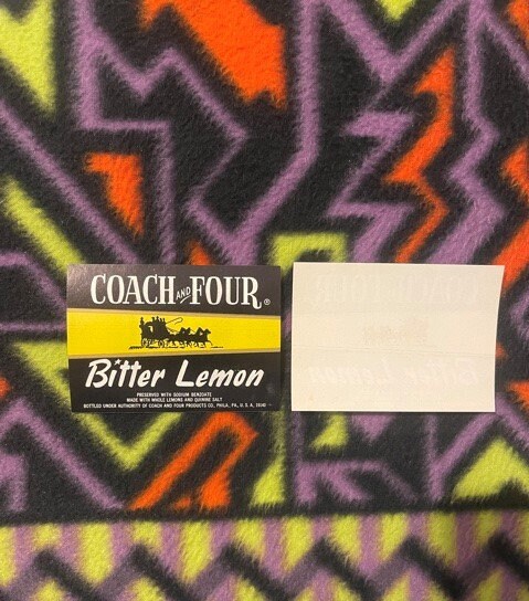 Vintage Coach and Four Bitter Lemon 🍋 Soda Label — Stagecoach Silhouette, Philadelphia PA