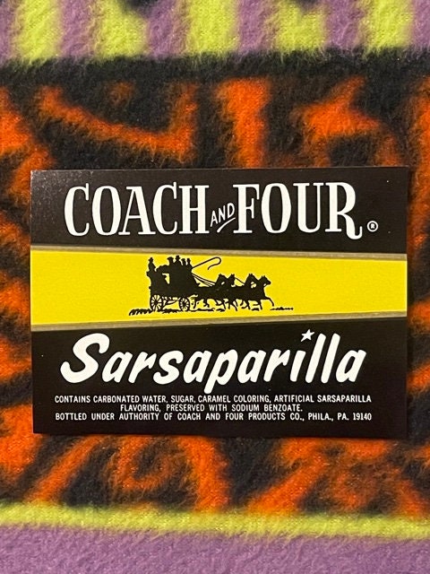 Vintage 1960s Philadelphia Coach and Four Sarsaparilla Soda Label