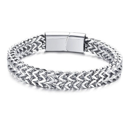Wide Chain Bracelet for Men Black Gold Silver Double Thick Cuff Bangle Active Wear Stainless Steel Engraved Boys Design Jewelry Jewellery