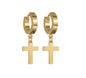Mens Dangle Cross Earrings Lever Back Hipster Club Dance Punk Earrings Waterproof Dangle Black Silver Gold Cross of Jesus Korean Jewelry