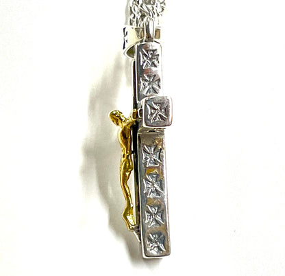 s925 crucifix cross necklace medium solid sterling silver for men silver and gold old world catholic orthodox 3 color jesus