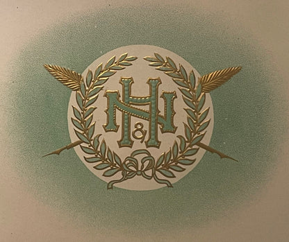 Antique N&H Embossed Cigar Label 🌿 Gold Foil Lithograph Laurel Wreath Monogram Collectible