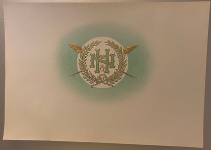 Antique N&H Embossed Cigar Label 🌿 Gold Foil Lithograph Laurel Wreath Monogram Collectible