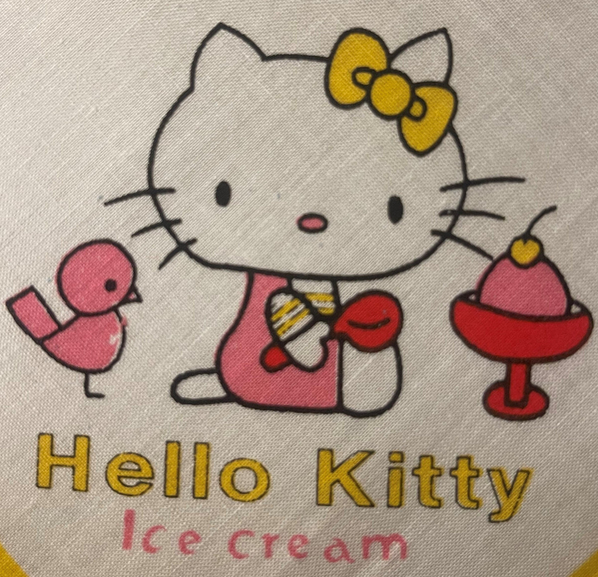 Vintage 1980s Hello Kitty Cotton Napkin Handkerchief 🎀 Yellow - Sanrio Japan NOS