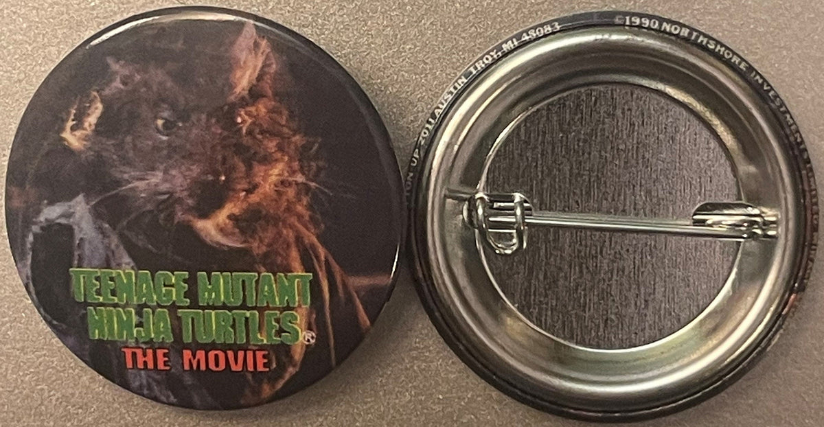 Vintage 1990 TMNT Movie Pinback Button 🐀 Splinter Teenage Mutant Ninja Turtles Button-Up Troy MI