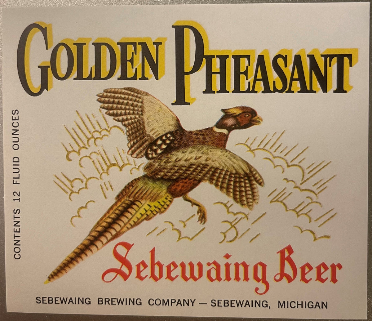 Vintage 1960s Golden Pheasant Beer Label from Michigan Brewery