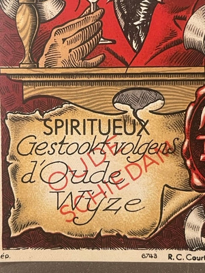 Rare Version Antique Vintage 1930s Oude Schiedam Dutch Alcohol Liquor Wine Label 🥃
