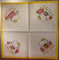 Vintage 1980s Hello Kitty Cotton Napkin Handkerchief 🎀 Yellow - Sanrio Japan NOS