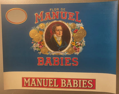Antique 1900s - 1930s Flor De Manuel Babies Gold Embossed Cigar Label