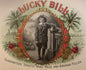 Antique 1900s Lucky Bill Gold Embossed Cigar Label 🎩 Large Victorian Boy Art 10" x 6"