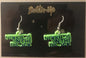 Vintage New Kids on the Block Earrings 🎤 NKOTB Dangle Charms, Green Button-Up Jewelry Card, Boy Band Collectible
