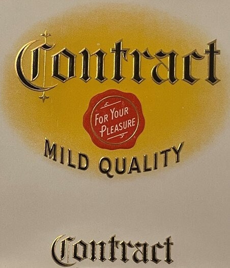 Antique Contract Cigar Label ~ Gold Embossed Wax Seal Design, 1900s-1920s