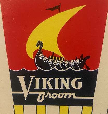 Vintage 1935 Viking Broom Label NOS NROG National Retailer Owned Grocers Chicago Art Deco Nautical Ship Dated Collectible 🧹