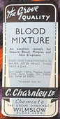 Antique Blood Mixture Label 🧪 C. Charnley Ltd Grove Pharmacy Wilmslow Cheshire Rare 1920s