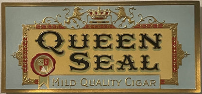 Antique Queen Seal 👑 Gold Embossed Chromolithograph Cigar Box Label | 1900s–1920s New Old Stock