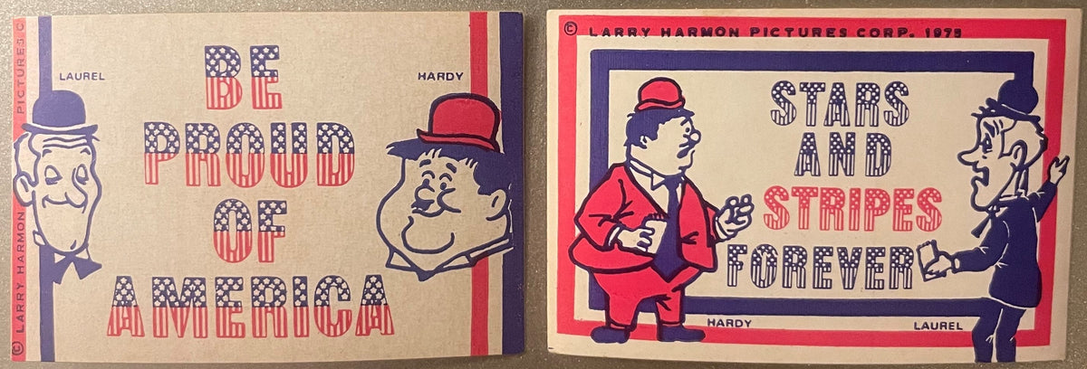 Vintage 1975 Laurel and Hardy Bicentennial Stickers 🎬 Patriotic Larry Harmon