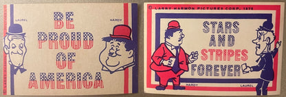 Vintage 1975 Laurel and Hardy Bicentennial Stickers 🎬 Patriotic Larry Harmon