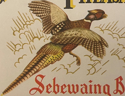Vintage 1960s Golden Pheasant Beer Label from Michigan Brewery