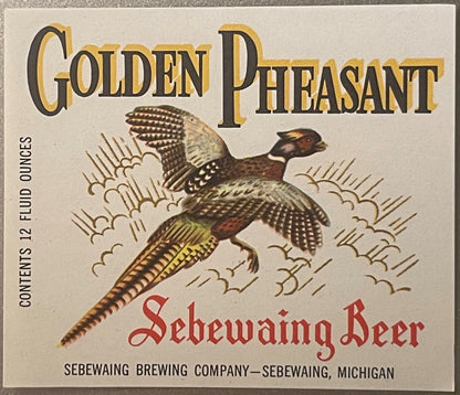Vintage Golden Pheasant Beer Label from 1950s Michigan