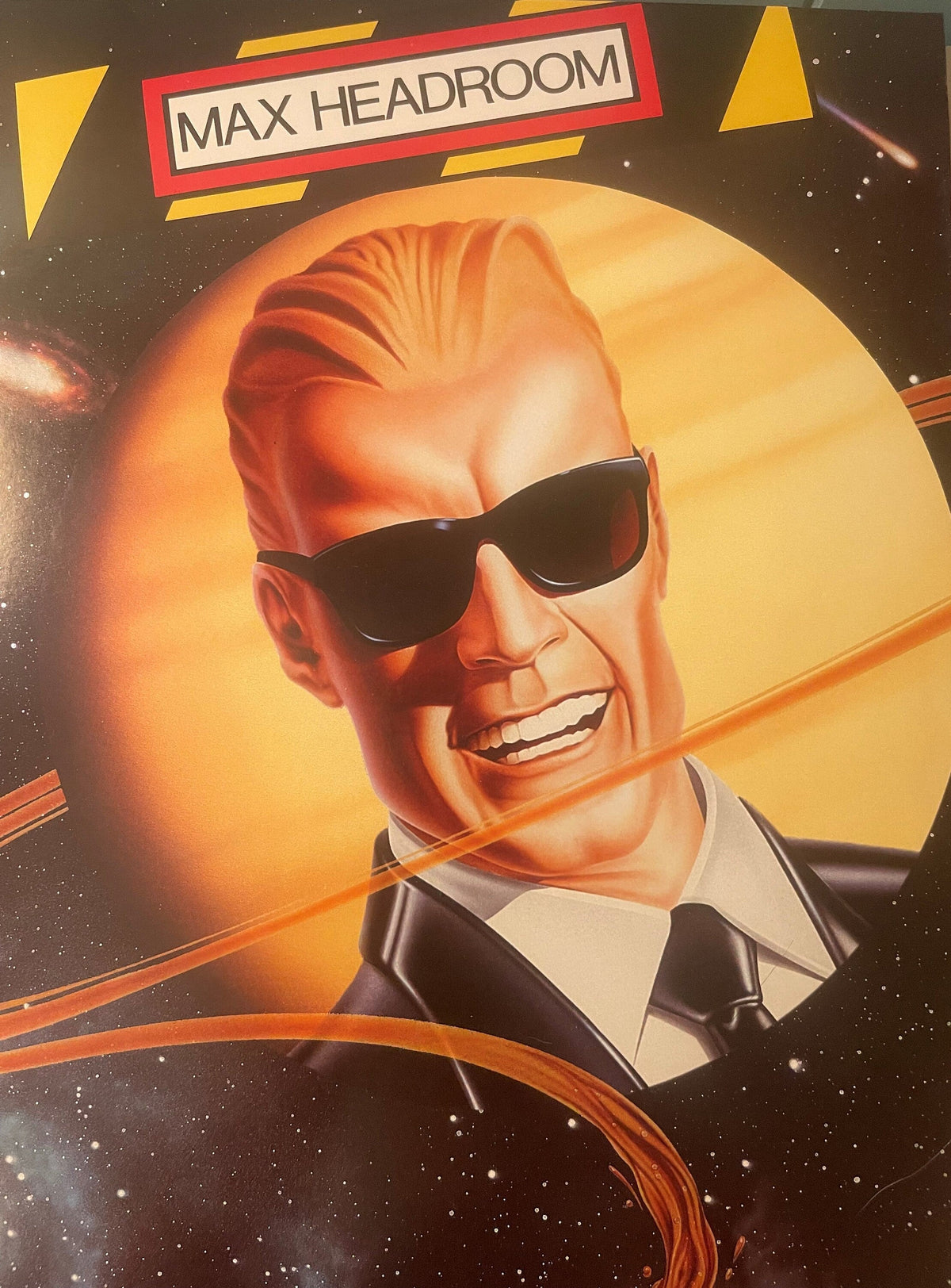 Vintage Max Headroom Coca-Cola Poster 🚀 "C-C-C-Catch the Wave" Space Theme Advertising Litho, Signed McKelvey