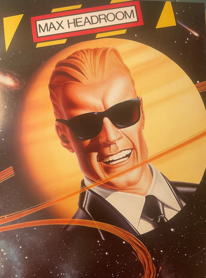 Vintage Max Headroom Coca-Cola Poster 🚀 "C-C-C-Catch the Wave" Space Theme Advertising Litho, Signed McKelvey