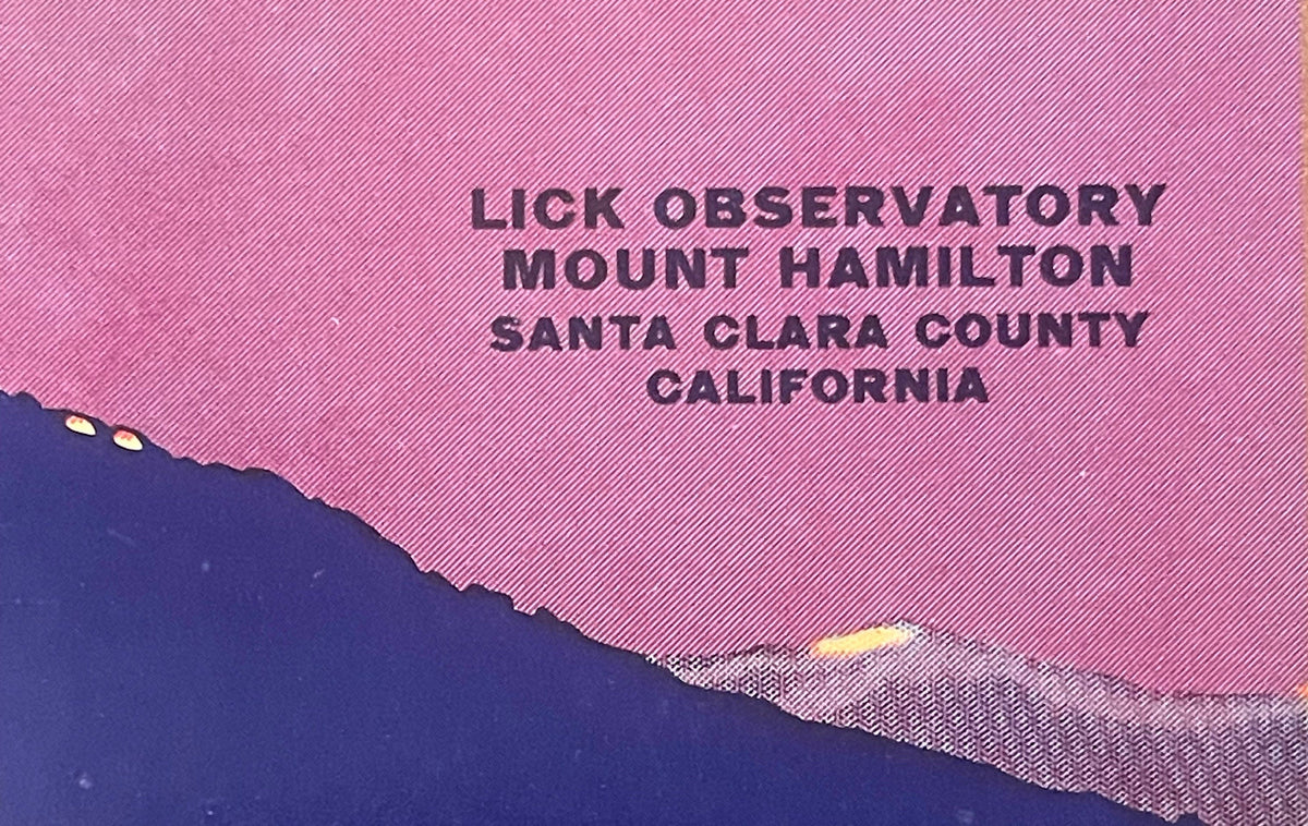 Antique McCurdy Brand Pears Crate Label 🔭 — 1920s-30s Sweetbrier Orchards San Jose California, Lick Observatory Night Art
