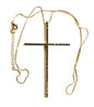 Large black bling crucifix cross necklace gold with black CZ zircon thin design with box chain jewelry jewellery cross of jesus