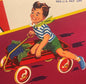 Vintage Red Wagon Fruit Crate Label 🍇 Reedley California Grape Lug Label, 1950s Royal Valley Fruit Growers