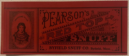 Antique 1900s–1910s Pearson’s Red Top Snuff Label Byfield Snuff Co Massachusetts NOS 🍎