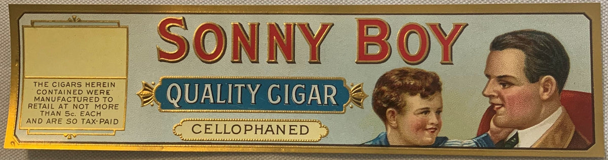 Vintage Sonny Boy 🎸 NOS Chromolithograph Cigar Box Label Embossed Cellophane Collectible