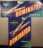 Vintage Dominator Crate Labels Two Label NOS Set T.O. Tomasello Watsonville California 1940s 🍎