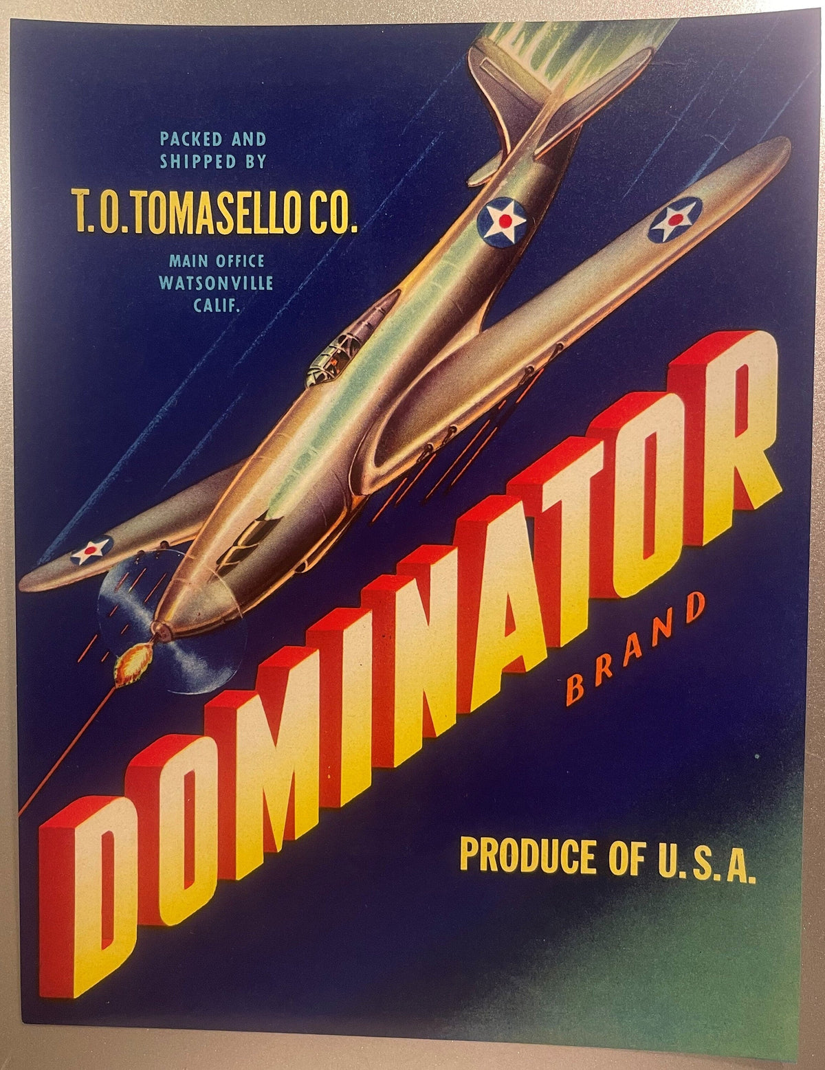 Vintage Dominator Crate Labels Two Label NOS Set T.O. Tomasello Watsonville California 1940s 🍎