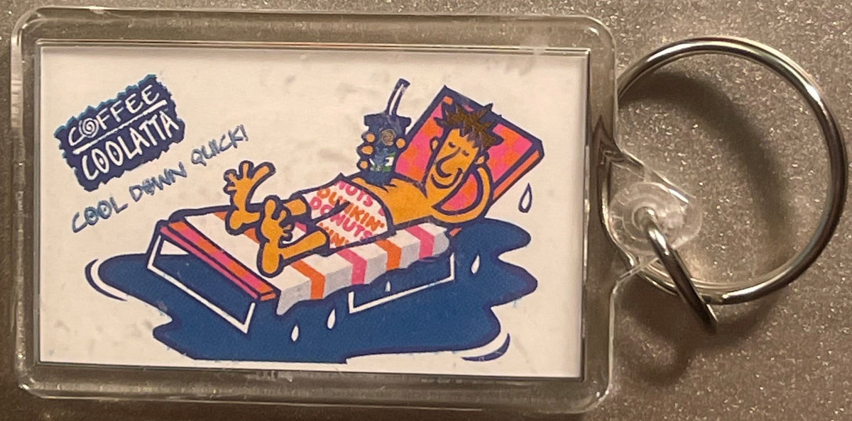 Vintage Dunkin' Donuts Coffee Coolatta Keychain 🧊 NOS Promotional Fob Card