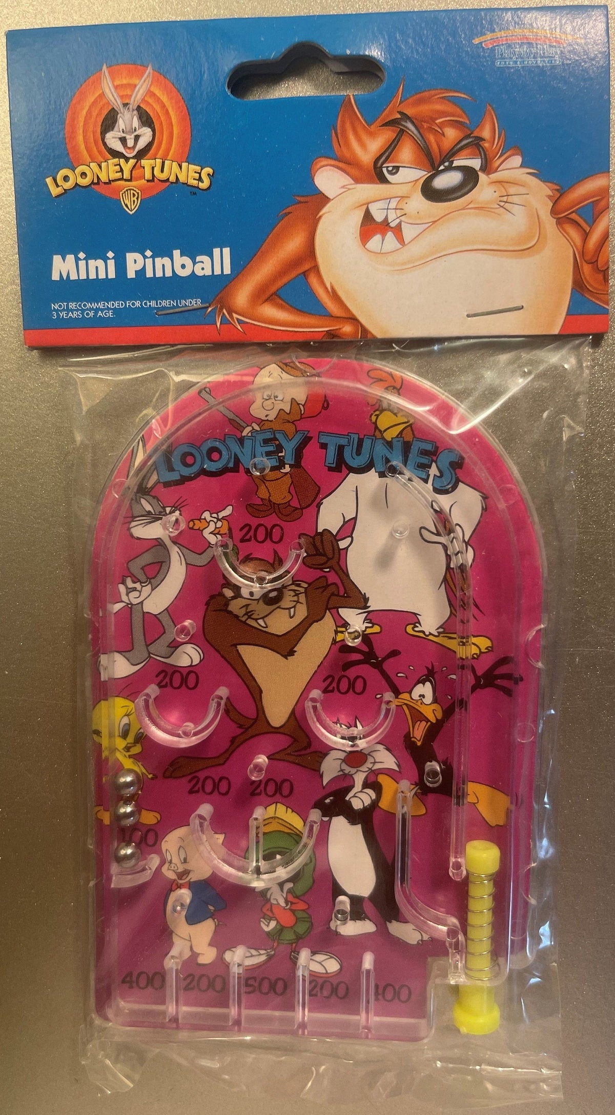 Vintage 1997 Looney Tunes Mini Pinball Pink Playfield Elmer Fudd Foghorn Leghorn Nine Character Cast 📌