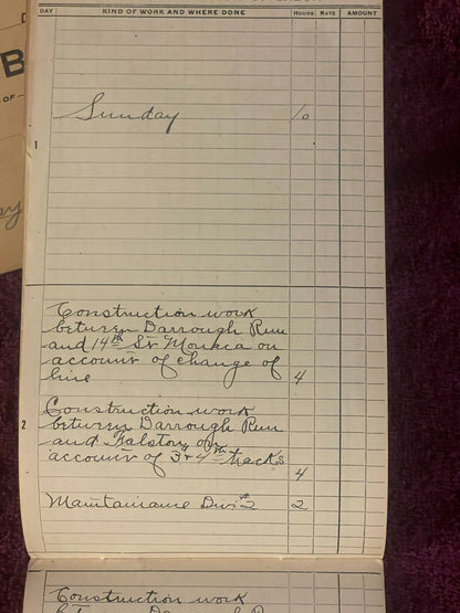 1910 Antique Pittsburgh and Lake Erie Railroad Foreman Time Book, Work Log 🚂