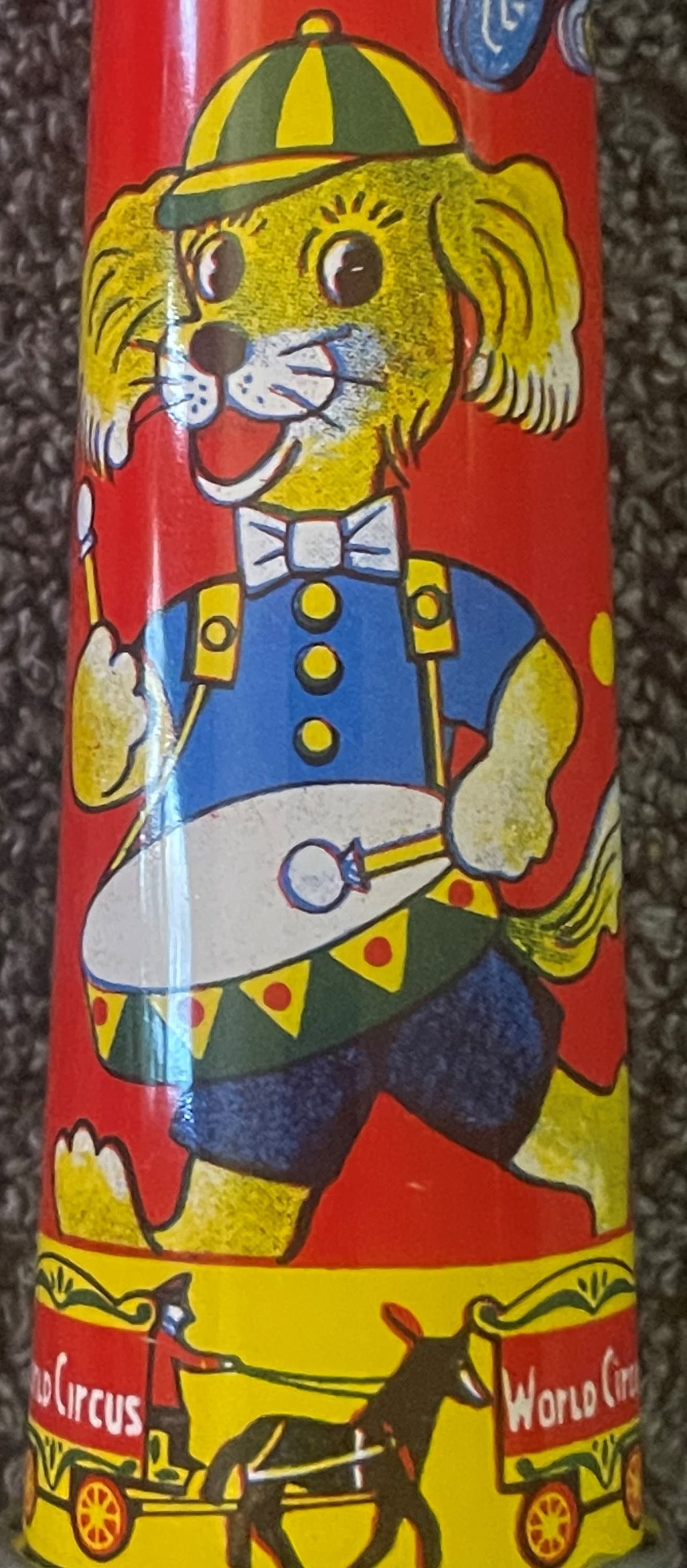 Vintage Large NOS 1960s World Circus Tin Horn Noisemaker 🧸 Litho Menagerie Toy