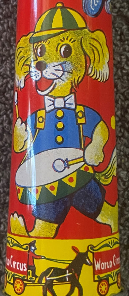 Vintage Large NOS 1960s World Circus Tin Horn Noisemaker 🧸 Litho Menagerie Toy